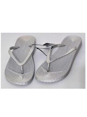 New West Loop Flip Flops Womens Small 5 6 Sandals Silver Glitter Sparkle NWT